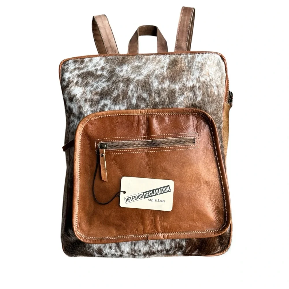 NWT Chloe & Lex Fabulous Cowhide Large Leather Brown Backpack - FABULOUS!